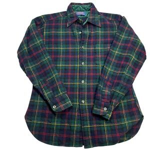 Vintage Pendleton Wool Flannel Shirt Green Red Plaid Button Down Womens Medium